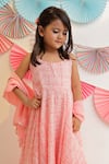 Tiny Colour_Peach Cotton, Georgette, Muslin Gota Patti, Candy Printed Anarkali With Dupatta_Online_at_Aza_Fashions