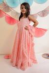 Buy_Tiny Colour_Peach Cotton, Georgette, Muslin Gota Patti, Candy Printed Anarkali With Dupatta_Online_at_Aza_Fashions