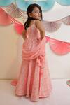 Shop_Tiny Colour_Peach Cotton, Georgette, Muslin Gota Patti, Candy Printed Anarkali With Dupatta_Online_at_Aza_Fashions