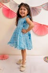 Shop_TINY COLOR_Sky Blue Mul Cotton Printed Floral Tassel Tie Up Dress _Online_at_Aza_Fashions