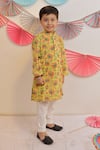 Buy_Tiny Colour_Yellow Cotton Sunshine Blooming Print Kurta And Pyjama Set _Online_at_Aza_Fashions