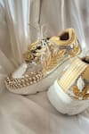 Chal Jooti_Gold Embellished Madhumalti Leaf Pattern Wedding Sneakers _Online_at_Aza_Fashions