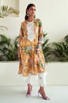 Sage Saga_Yellow Lawn Cotton Printed Floral Round Botanic Anarkali Palazzo Set _at_Aza_Fashions