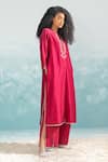 Buy_Ikai_Pink Cotton Silk Chanderi Applique Round Nile Tribal Work Kurta  _Online_at_Aza_Fashions