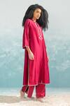 Shop_Ikai_Pink Cotton Silk Chanderi Applique Round Nile Tribal Work Kurta  _Online_at_Aza_Fashions