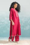 Buy_Ikai by Ragini Ahuja_Pink 100% Cotton Applique Nile Cutwork Pant  _Online_at_Aza_Fashions