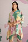 Buy_Pankaj & Nidhi_Green Crepe Malt Embellised Top And Pant Set_Online_at_Aza_Fashions