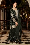 Buy_MATSYA_Green Kurta And Sharara Chanderi Silk & The Nawabi Roohani Set  _Online_at_Aza_Fashions