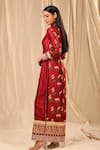 Masaba_Red Raw Silk Printed Spring Blossom Round Kurta Set _Online_at_Aza_Fashions