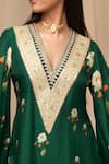 Buy_Masaba_Green Raw Silk Printed Floral Motifs V- Neck Buttercup Flower Kurta _Online_at_Aza_Fashions