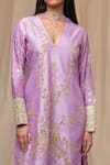 Buy_Masaba_Purple Raw Silk Embroidered Wallflower Foil Print Kurta Gharara Set _Online_at_Aza_Fashions