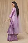 Shop_Masaba_Purple Raw Silk Embroidered Wallflower Foil Print Kurta Gharara Set _Online_at_Aza_Fashions