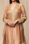 Masaba_Beige Raw Silk, Organza Sorbet Stripes, Spring Oatmeal Kurta Salwar Set_Online_at_Aza_Fashions