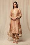 Buy_Masaba_Beige Raw Silk, Organza Sorbet Stripes, Spring Oatmeal Kurta Salwar Set_Online_at_Aza_Fashions