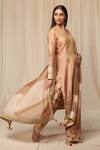Buy_Masaba_Beige Raw Silk, Organza Sorbet Stripes, Spring Oatmeal Kurta Salwar Set