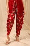 Buy_Masaba_Red Raw Silk Printed Spring Blossom Straight Dhoti Pant Set_Online_at_Aza_Fashions