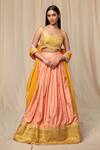 Masaba_Pink Pink, Yellow Wallflower Straight Print Lehenga Set_at_Aza_Fashions