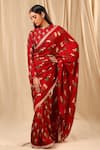 Buy_Masaba_Red Raw Silk Printed Spring Blossom Saree _Online_at_Aza_Fashions