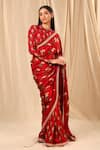 Shop_Masaba_Red Raw Silk Printed Spring Blossom Saree _Online_at_Aza_Fashions