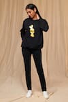 Masaba_Black Knit Printed Toffee Motif Round Sweatshirt _Online_at_Aza_Fashions