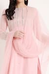 Buy_Bha Sha_Pink Georgette, Net Sequins, Beads, Metallic Meenakshi Chevron Pattern Kurta Set 