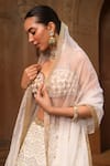 Shop_Dheeru Taneja_Ivory Georgette And Net Embroidery Mehak Mirror Bridal Lehenga Set  _Online_at_Aza_Fashions