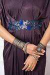 Megha Garg_Purple Art Satin Georgette Embroidered Sequins Draped Kaftan Jumpsuit _Online_at_Aza_Fashions