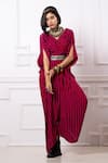 Buy_Megha Garg_Pink Sequins V-neck Stripe Print Kaftan Jumpsuit _Online_at_Aza_Fashions