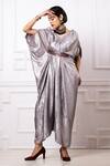 Buy_Megha Garg_Grey Sequins V-neck Split Sleeve Kaftan Jumpsuit _Online_at_Aza_Fashions