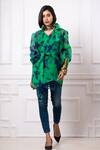 Megha Garg_Blue Organza Embroidery Scoop Neck Marble Dye Jacket With Top _Online_at_Aza_Fashions
