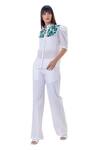 Shop_Gaya_White Linen Embroidered Blouson Sleeve Shirt_Online_at_Aza_Fashions