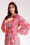 Nitya Bajaj_Coral Net Floral Print Shirt And Pant Set_at_Aza_Fashions
