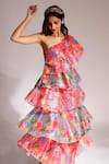 Buy_Nitya Bajaj_Multi Color Net Sequin Embroidered Ruffled Dress_Online_at_Aza_Fashions