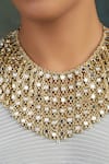 House Of Tuhina_Gold Plated Mirror Studded Layered Waterfall Necklace _Online_at_Aza_Fashions
