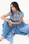Buy PIRI INDIA Blue Organza, Georgette Embroidery Round Neck Yoke Kurta And Palazzo Set Online at Aza Fashions Buy_PIRI INDIA_Blue Organza, Georgette Embroidery Round Neck Yoke Kurta And Palazzo Set _Online_at_Aza_Fashions