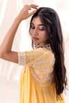 Shop PIRI INDIA Yellow Chanderi, Georgette, Organza Sequins, Embroidery Jacket Palazzo Set Online at Aza Fashions Shop_PIRI INDIA_Yellow Chanderi, Georgette, Organza Sequins, Embroidery Jacket Palazzo Set _Online_at_Aza_Fashions