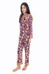 Buy_Monisha Jaising_Purple Cotton Silk Printed Floral Stand Collar Batik Tunic And Pant Set _Online_at_Aza_Fashions