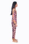 Shop_Monisha Jaising_Purple Cotton Silk Printed Floral Stand Collar Batik Tunic And Pant Set _Online_at_Aza_Fashions