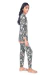 Shop_Monisha Jaising_Green Cotton Silk Printed Floral Pattern Round Short Tunic And Pant Set _Online_at_Aza_Fashions