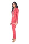 Buy_Monisha Jaising_Red Cotton Silk Block Print And Embroidered Damask Kurta & Pant Set  _Online_at_Aza_Fashions