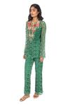 Buy_Monisha Jaising_Green Lace Embroidered Floral Pattern Cutwork Tunic And Pant Set  _Online_at_Aza_Fashions