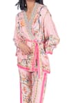 Buy_Monisha Jaising_Pink Fuji Silk Printed And Embroidered Ornamental Wrap Kurta & Pant Set  _Online_at_Aza_Fashions