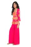 Buy_Monisha Jaising_Pink Georgette Embroidered Thread And Mirror Peplum Kurta & Sharara Set  _Online_at_Aza_Fashions