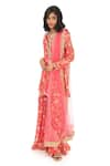 Buy_Monisha Jaising_Pink Georgette Printed Floral Pattern Round Kurta Sharara Set  _Online_at_Aza_Fashions