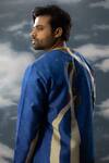 Buy_Saksham & Neharicka_Blue Silk Embroidery Abstract Print And Thread Kurta _Online_at_Aza_Fashions