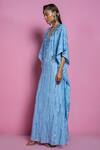 Buy_Mala And Kinnary_Blue Net, Chantilly Sequin, Bead And Cutdana Work Floral Lace Embroidered Kaftan_Online_at_Aza_Fashions
