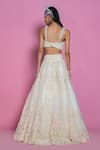 Mala and Kinnary_White Net Applique Work Organza Baroque Sweetheart Neck Lehenga Set _at_Aza_Fashions