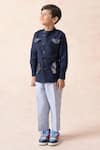 Buy_Thetaa_Blue Linen Embroidered Sequin Solid Shirt With Stripe Pattern Pant _Online_at_Aza_Fashions