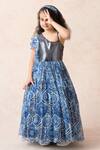 Buy_Thetaa_Blue Polyester, Lycra, Viscose Sequins, Embroidery Embellished Fit And Flare Dress _Online_at_Aza_Fashions