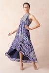 Buy_Thetaa_Purple Cotton, Silk Halter Neck Abstract Print Dress_Online_at_Aza_Fashions